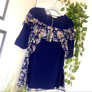 Navy Blue Printed Blouse